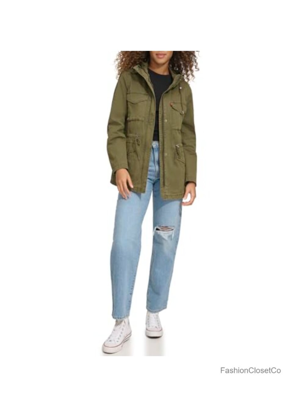 Levi's Women's Hooded Military Jacket Four Pocket